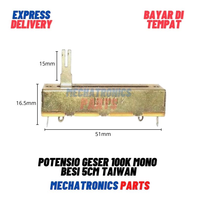 Potensio Geser 100K Mono Besi 5cm