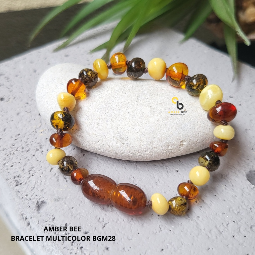 Gelang Amber Bayi Anak Premium Glossy Multicolor BGM028 By Amber Bee