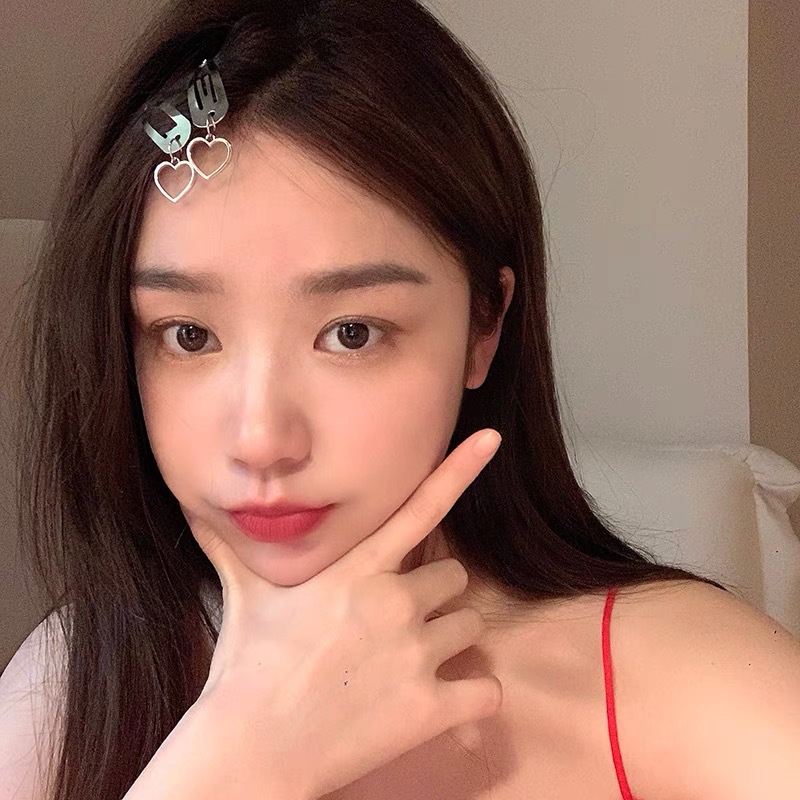 Magic789 2PCs / Set Jepit Rambut Bobby Pin Gaya Korea Bentuk Hati Aksen Hollow Untuk Aksesoris Wanita