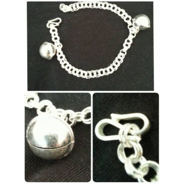 GELANG KAKI BAYI PERAK ASLI 925 STERLING SILVER LONCENG JUMBO