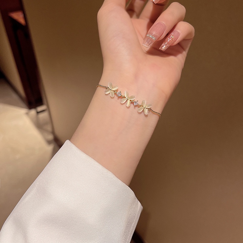 Gelang Tangan Wanita Desain Bunga Opal Untuk Hadiah