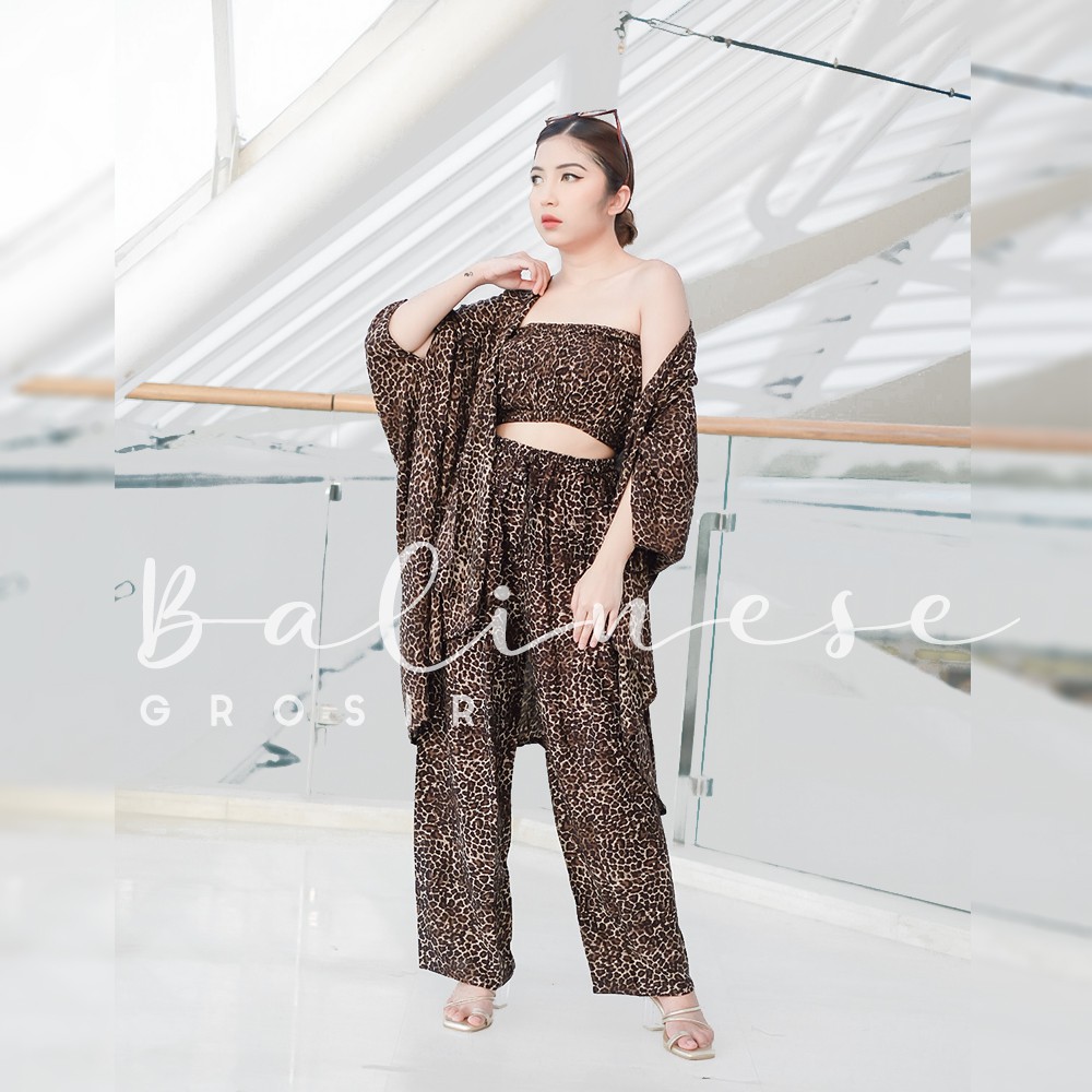 SETELAN KARDIGAN LEOPARD PREMIUM / ONE SET OUTWEAR CARDIGAN / CARDY CARDI OUTER OVERSIZE LORENG