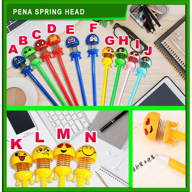 PENA EMOJI ISI 5pcs BONEKA GOYANG KEPALA DISNEY DORAEMON JB PENA 0.5MM BLACK GEL
