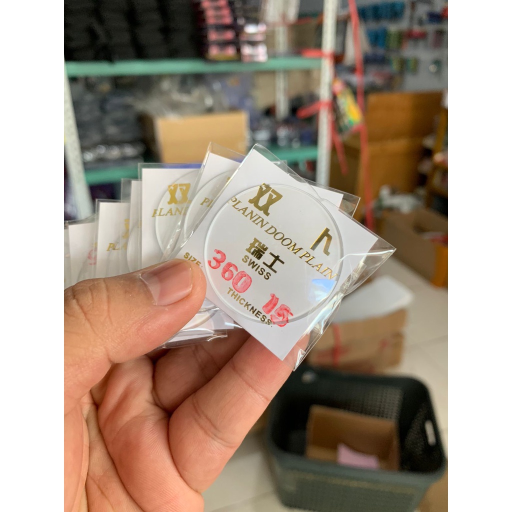 KACA JAM TANGAN BULAT CEMBUNG KOSONG DOOM SWISS BENING/PELANGI KETEBALAN 1,5 MM