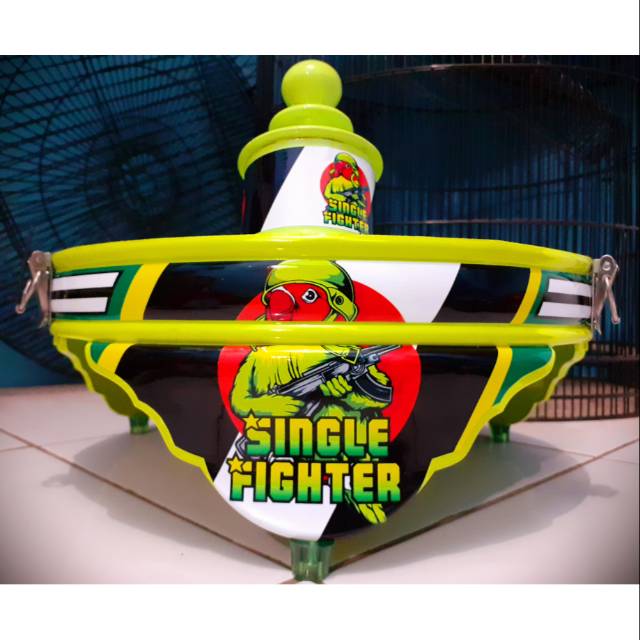 Tebok Lovebird Pvc Motif Sf Single Fighter Topi Sangkar Kandang