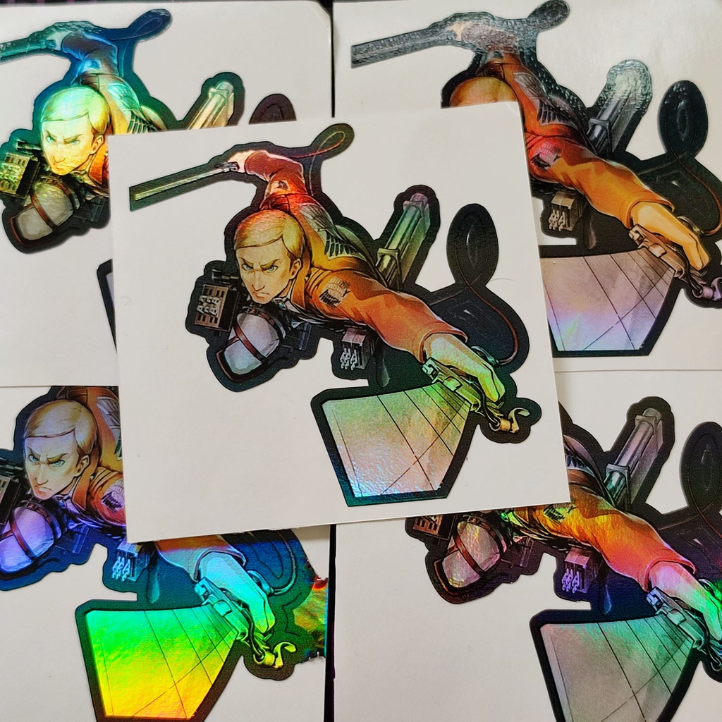 STICKER STIKER HOLOGRAM ANIME - AOT ERWIN SIMTH - STIKER ANIME