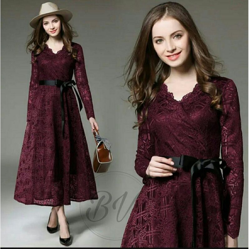 Dress Kondangan Pesta Brukat Tulang Agnola
