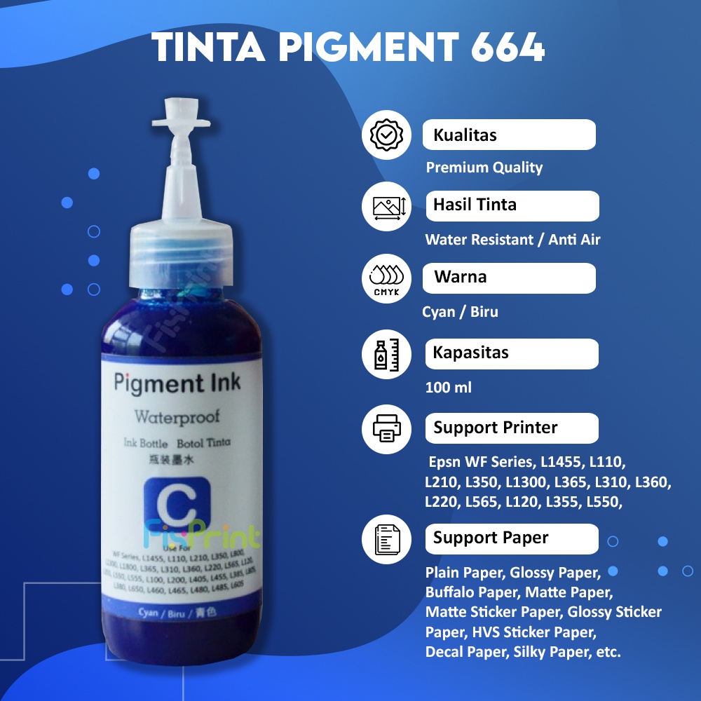 Tinta Epson Pigment 664 Cyan 100ml