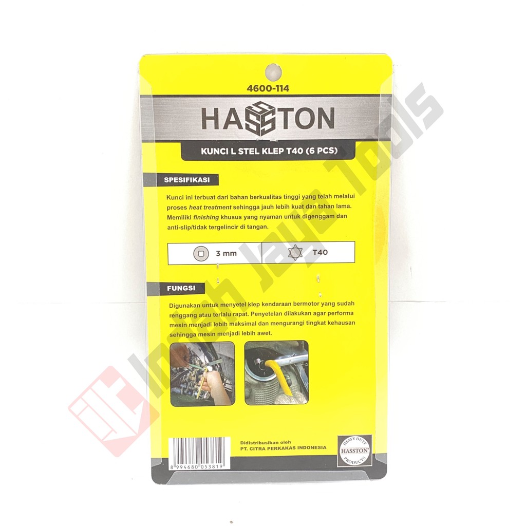 HASSTON 4600-114 Kunci Stel Klep Motor + L Bintang T40 Torx Key