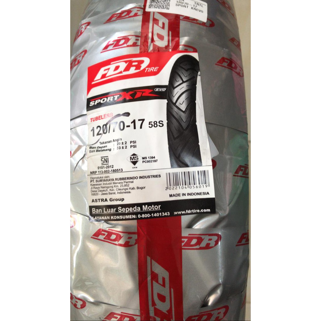 Ban Luar belakang FDR Sprot XR EVO Vixion 120 / 70 Ring 17 Tubeless