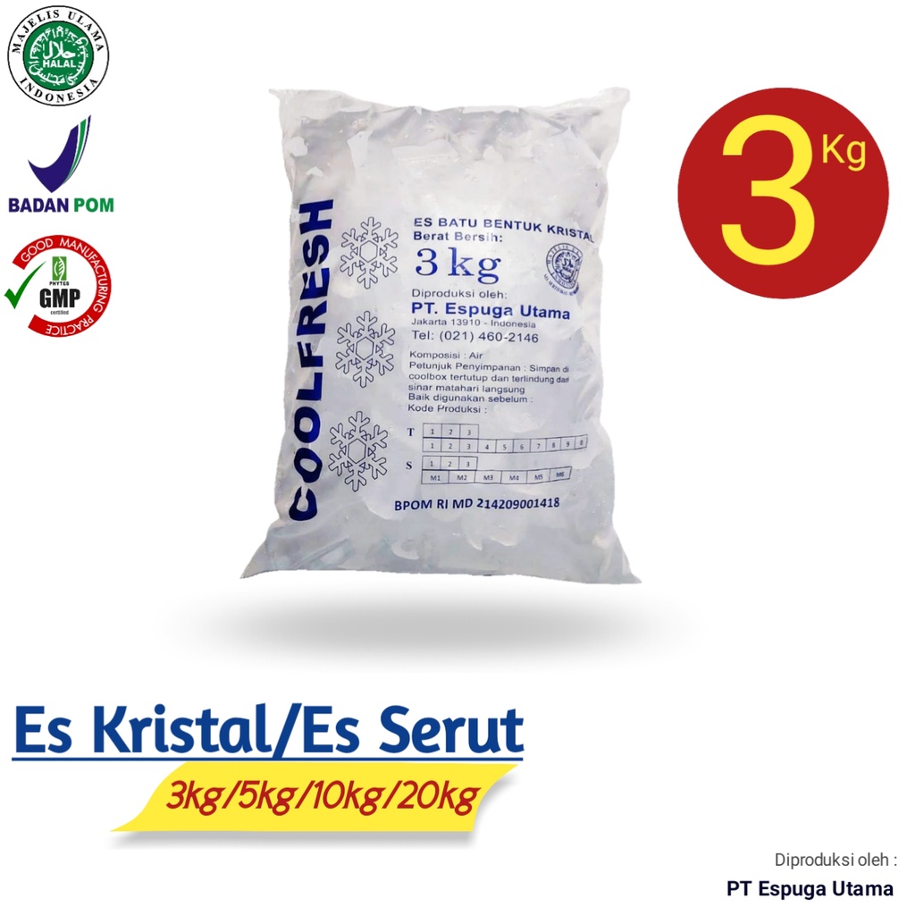 CoolFresh Es Batu Kristal/Serut 3KG BPOM RI