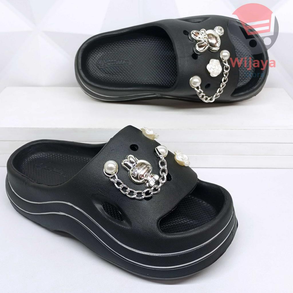 COLLIN 7815-H15 Sandal Selop Wanita Import Bahan Ringan Sendal Slop Jibbitz Sol Tebal Anti Slip