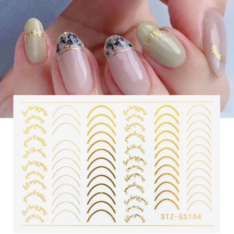 1 Lembar Stiker Kuku Motif Garis 3d Warna Rose Gold Bahan Logam Untuk Aksesoris Manicure