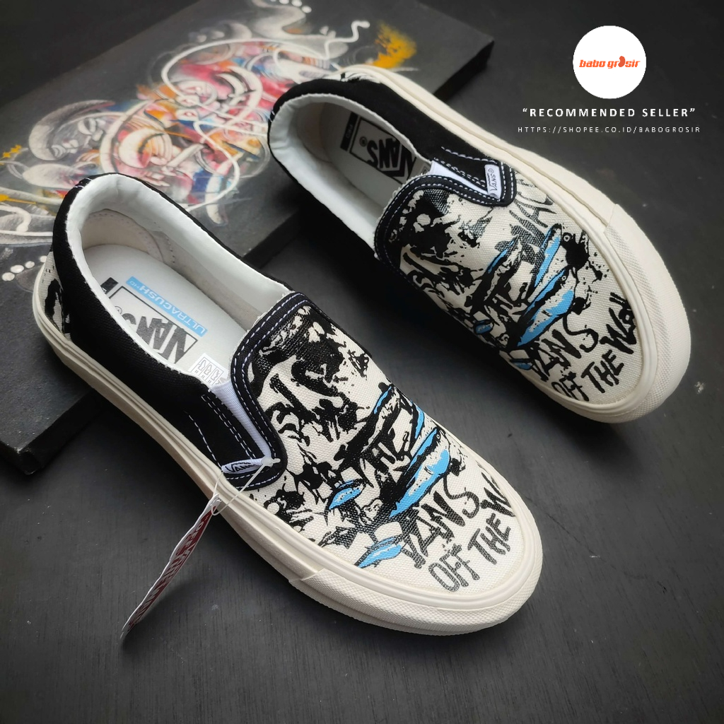 Sepatu Vans Slip On Vault X Ralph Steadman Black Tuna, BNIB Premium Import, Harga Murah, Top Quality