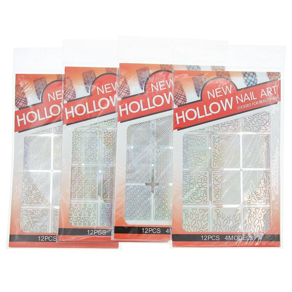 Timekey Stiker Decal Transfer Hollow out 3D Multi Tipe Untuk Dekorasi Nail Art Diy A8K4