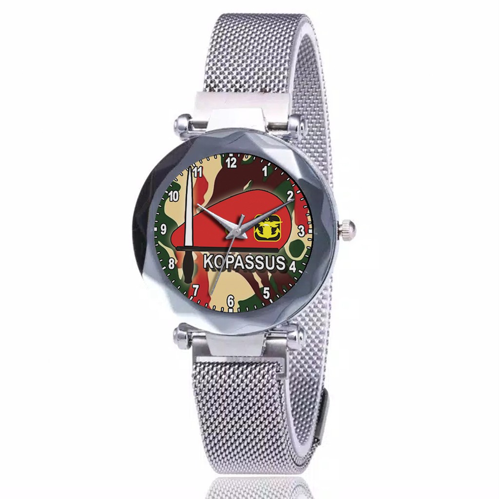 Jam Tangan Wanita Custom - KOPASSUS BAYGROUND LORENG MOTIF 2 Free Box &amp; Batre Cadangan