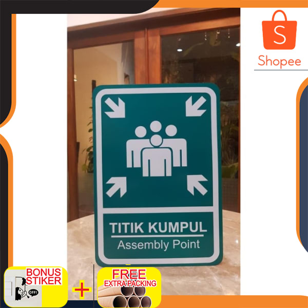 

Plang Papan Rambu Titik Kumpul Assembly Point Aluminium 45x60cm Keren