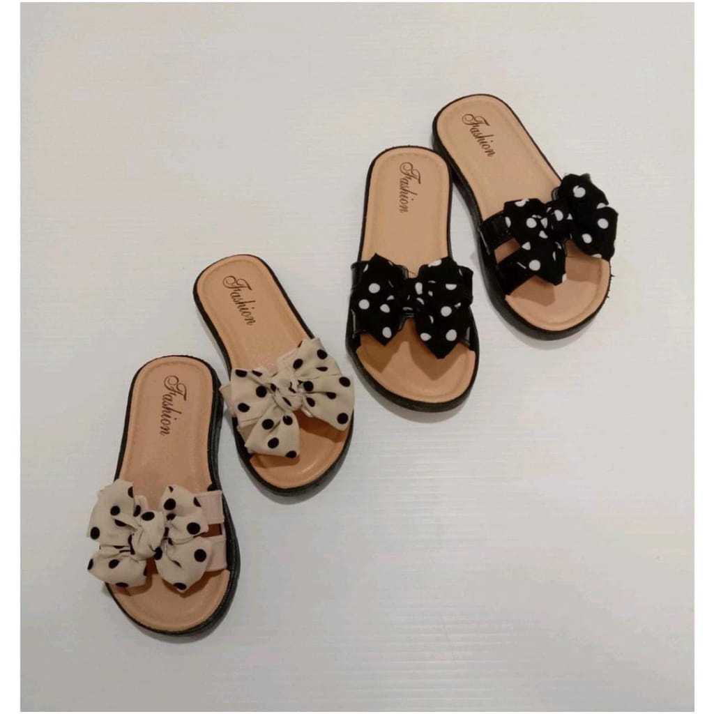 LittleAaron LITTLE POLKA RIBBON 1601 Sandal Anak Selop Karet Import Berkualitas 2-8 Tahun Sport Termurah Sendal Bayi Anak Cewek Cowok