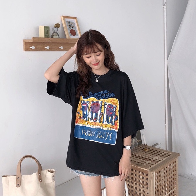yikoo-Big size Korean lengan pendek atasan kaos t shirt pakaian wanita top