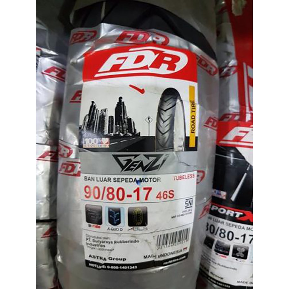 Ban Motor Ring 17 FDR 90/80-17 Genzi Tubeless series Original dan Berkualitas