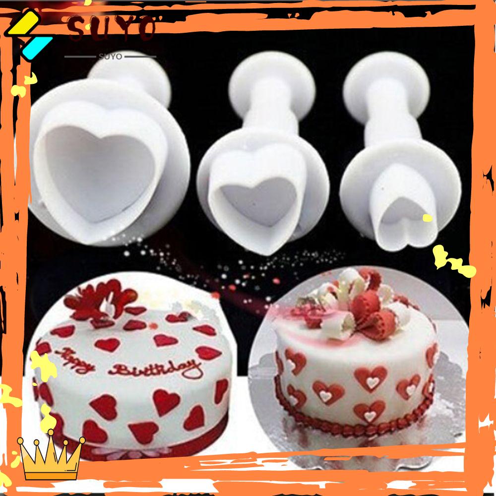 Suyo 3Pcs / set Cetakan Fondant Bentuk Hati Untuk Dekorasi Kue DIY