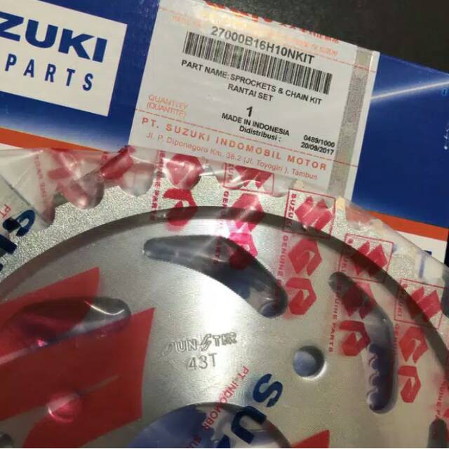 Gear Set Paket Kit Gearset Gir Rantai Roda Motor Suzuki Satria FU 150 Old Lama 428 43T 14T-M.P