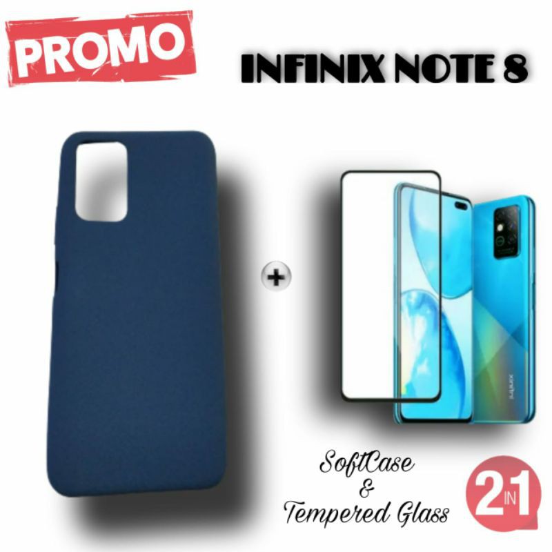 Case Infinix Note 8 Silicon Case Ultra Thin Soft Matte free Tempered Glass layar