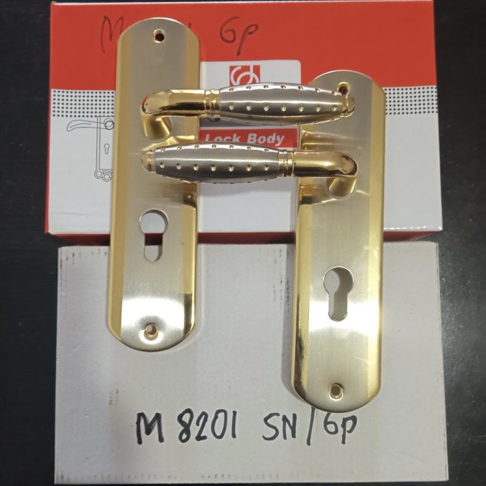 Handle Gagang Kunci Pintu Tanggung Bulat Aluminium Soligen SET CP / GP