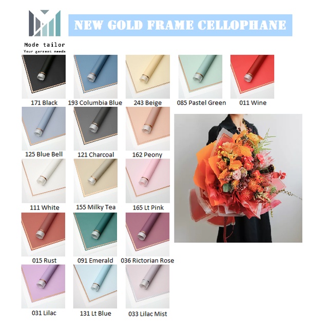 

(Lembaran) Flower Wrapping New Gold Frame / Kertas Buket / Flower Wrapping Paper