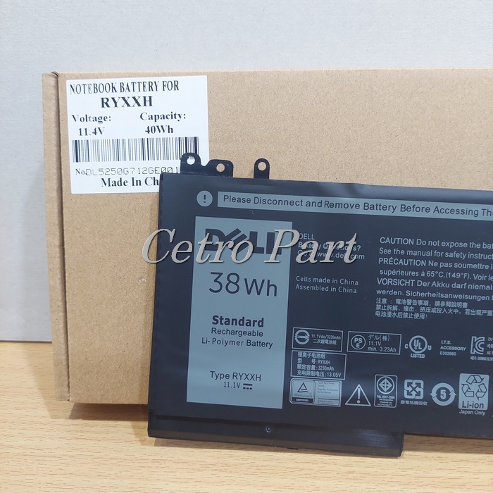 Baterai Batre Laptop Dell E5250 E5270 E5550 E5470 E5450 Series RYXXH