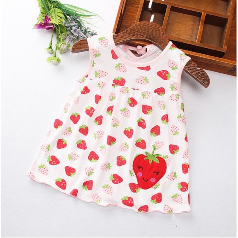 Dress Baju Anak Strawberry - Dress Baju Anak 1 tahun