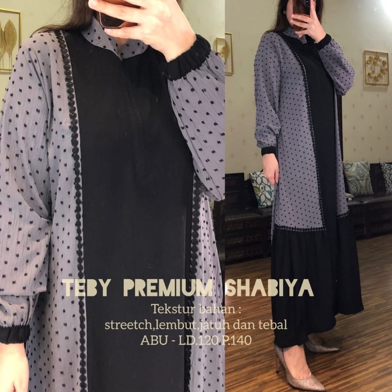 Daster Arab Teby Premium SHABIYA Maxi Dress Crinkcle Dot Original