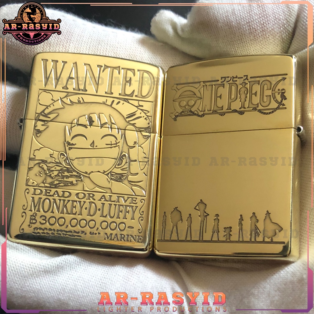 BISA COD! Korek Api Minyak Zippo Gold Ukir Motif One Piece Monkey D. Luffy 168 3962-11