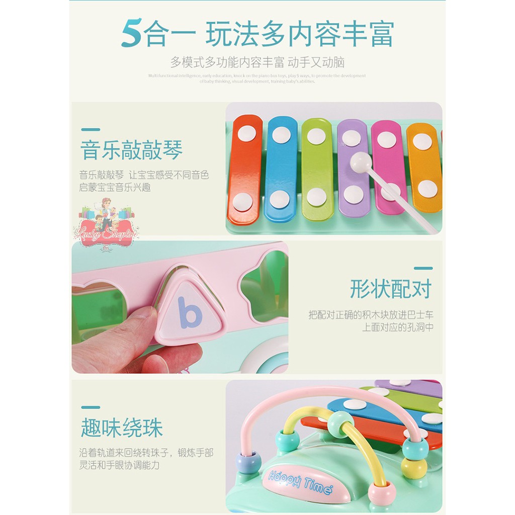[BIG SALE] Mainan edukasi 3in1 bus puzzle music Xylophone/mainan edukasi puzzle bus 3 in 1