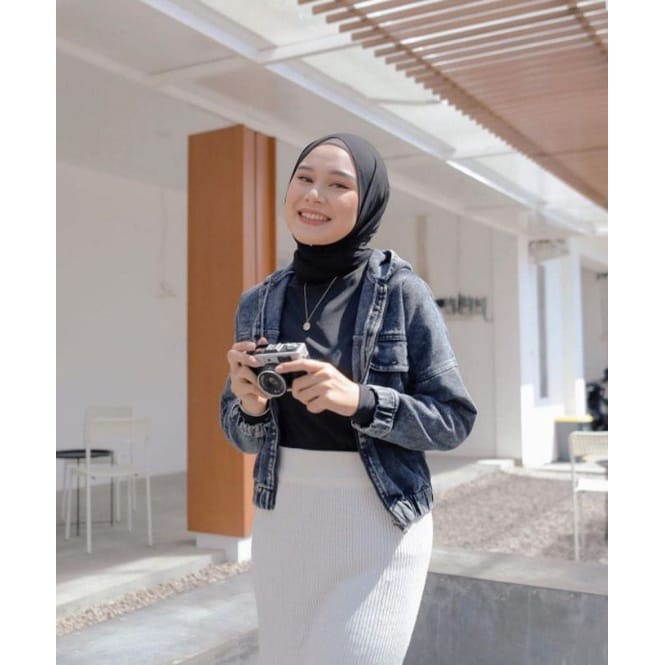 jaket jeans crop girls republic I jaket denim hoodie sandwash I hoodie jacket I jaket jeans oversize wanita