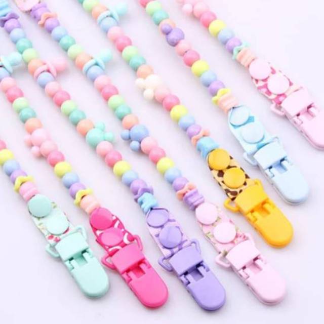 LZ.N12 klip pacifier rantai Manik. Clip pacifier. Tali rantai empeng manik2