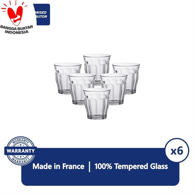 Duralex Picardie Gelas Latte, Coffee 130ml Set Of 6 -Tempered Glass