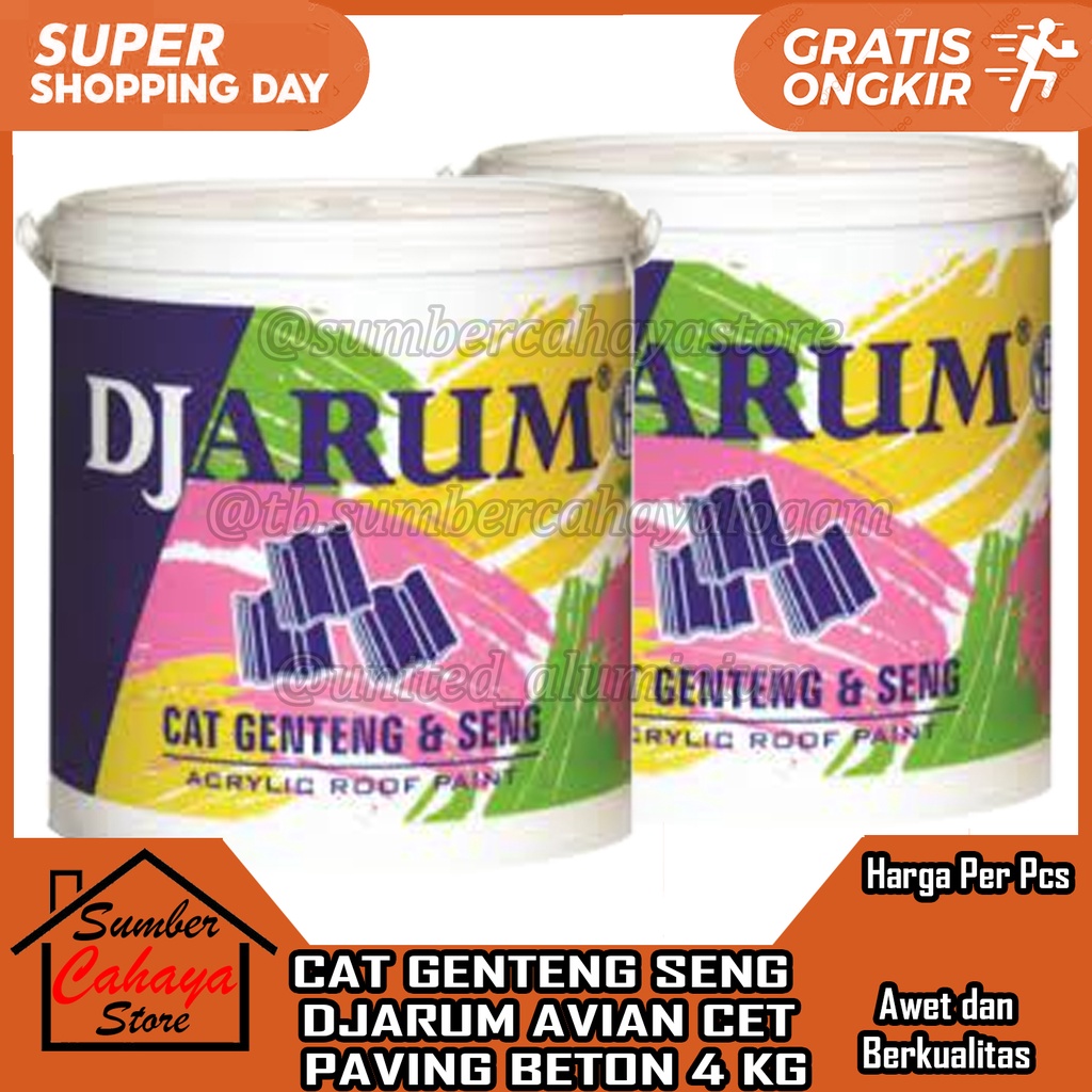 CAT GENTENG DAN SENG DJARUM AVIAN CET PAVING BETON 4 KG CATT 4KG ACRYLIC ROOF PAINT WATERBASED ATAP 
