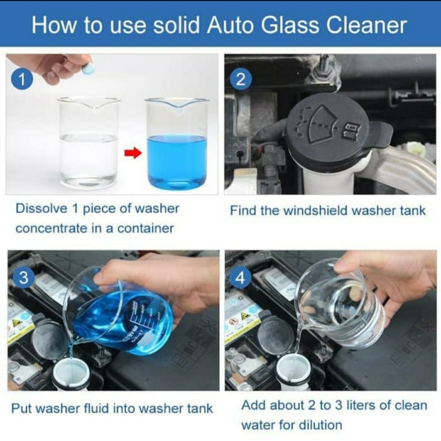 10 PCS Car Wiper Magic Cleaner Tablet / Pembersih Kaca Mobil