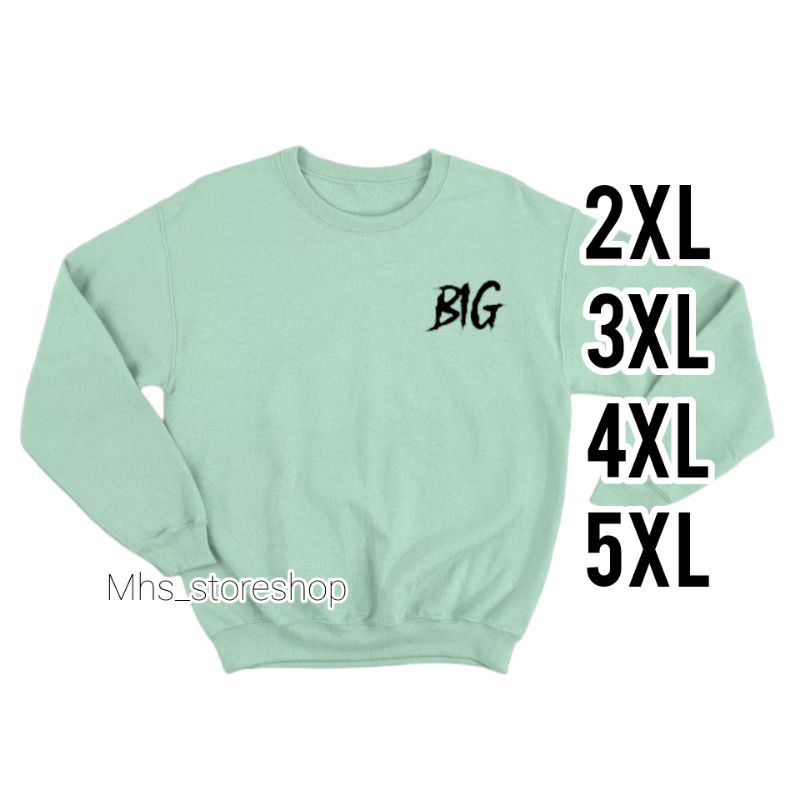 SWEATER CREWNECK POLOS LOGO BIG OVERSIZE PRIA WANITA SIZE XXL-5XL Mint