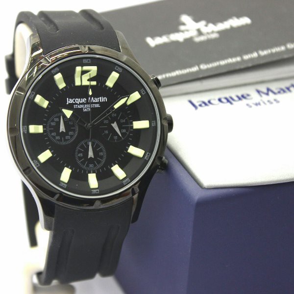 BARU Jam Tangan Pria Original Jacque Martin 3255MC Rubber Strap - 3 Pilihan Warna - hargajam harga