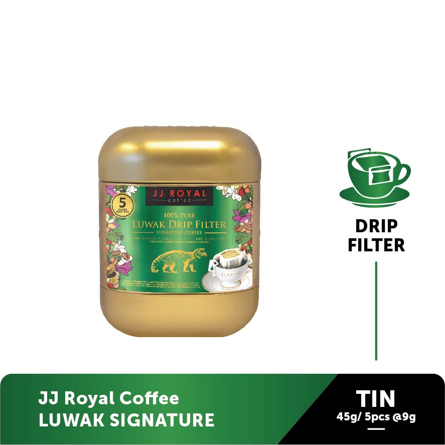 

JJ Royal Coffee Drip Filter 100% Pure Luwak Signature 5's X 9gr