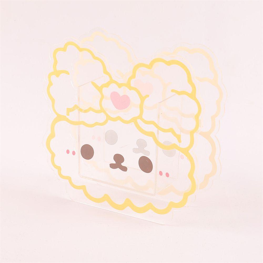 Lanfy Tempat Pulpen Akrilik Aksesoris Meja Kantor Beruang Kelinci Transparan Kartun Alat Tulis Kosmetik Kotak Penyimpanan