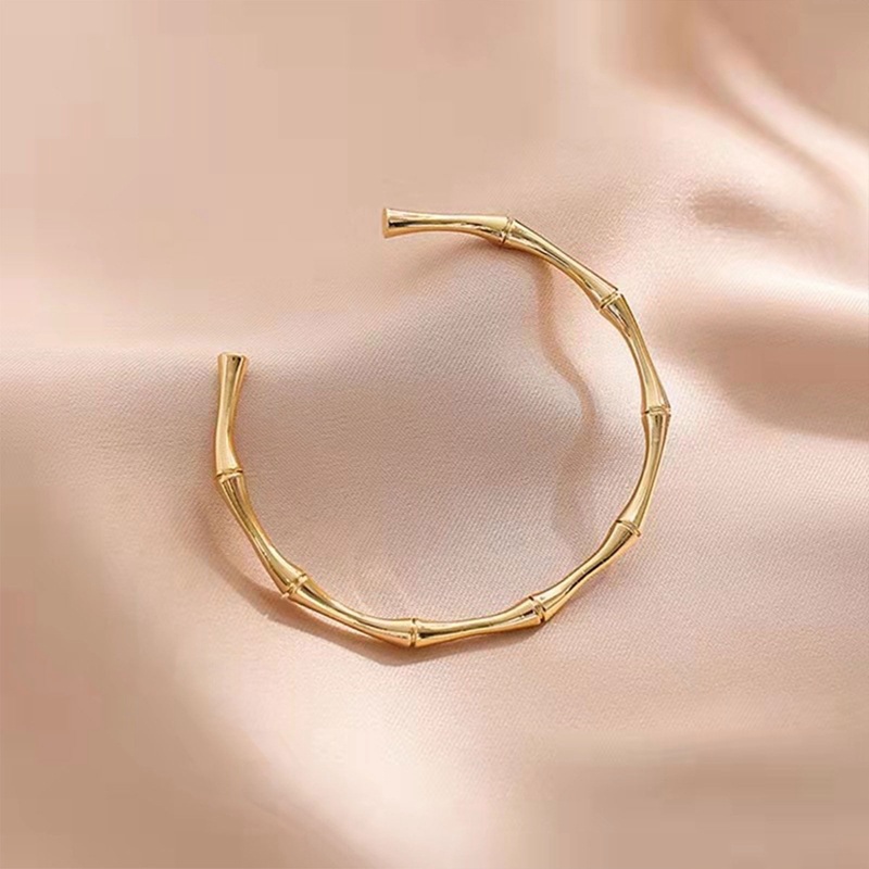 Gelang Bangle Desain Bambu Warna Emas Silver Gaya Klasik Untuk Pria Dan Wanita