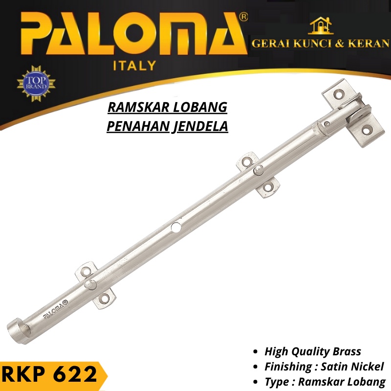 RAMKSAR PALOMA RKP 622 LAMSKAR LOBANG PENAHAN BUKAAN JENDELA BRASS SATIN NICKEL