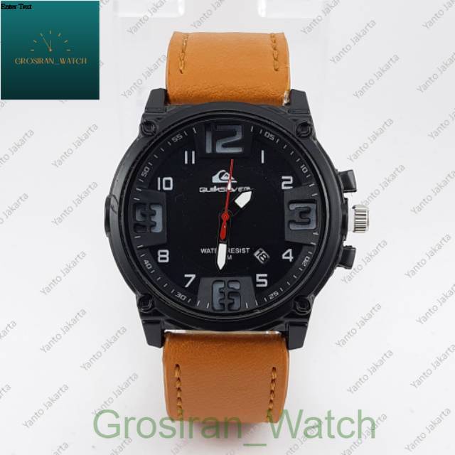 Jam Tangan Pria Sporty Quicksilver Ocean Tanggal Aktiff Strap Kulit [G_W]