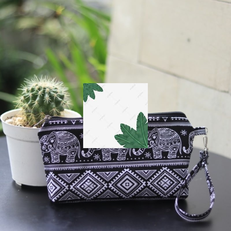 Promo Dompet Pouch Wanita Kanvas Black Ellie Keren