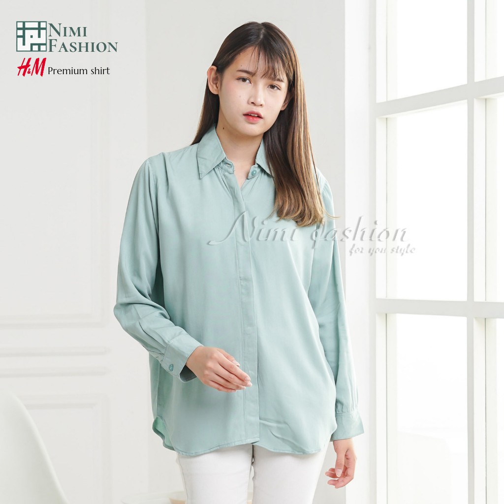 Kemeja Wanita Casual / HnM Basic Shirt / Atasan Kemeja Wanita / Kemeja Polos Wanita Premium