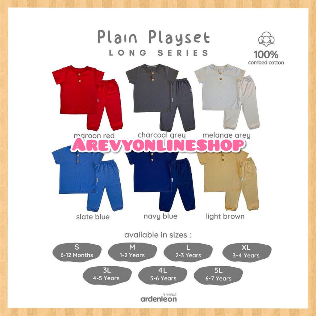 Ardenleon Plain Playset 1-7 Tahun / Setelan Anak Earth Tone Baju Pendek Celana Panjang Baby And Kids