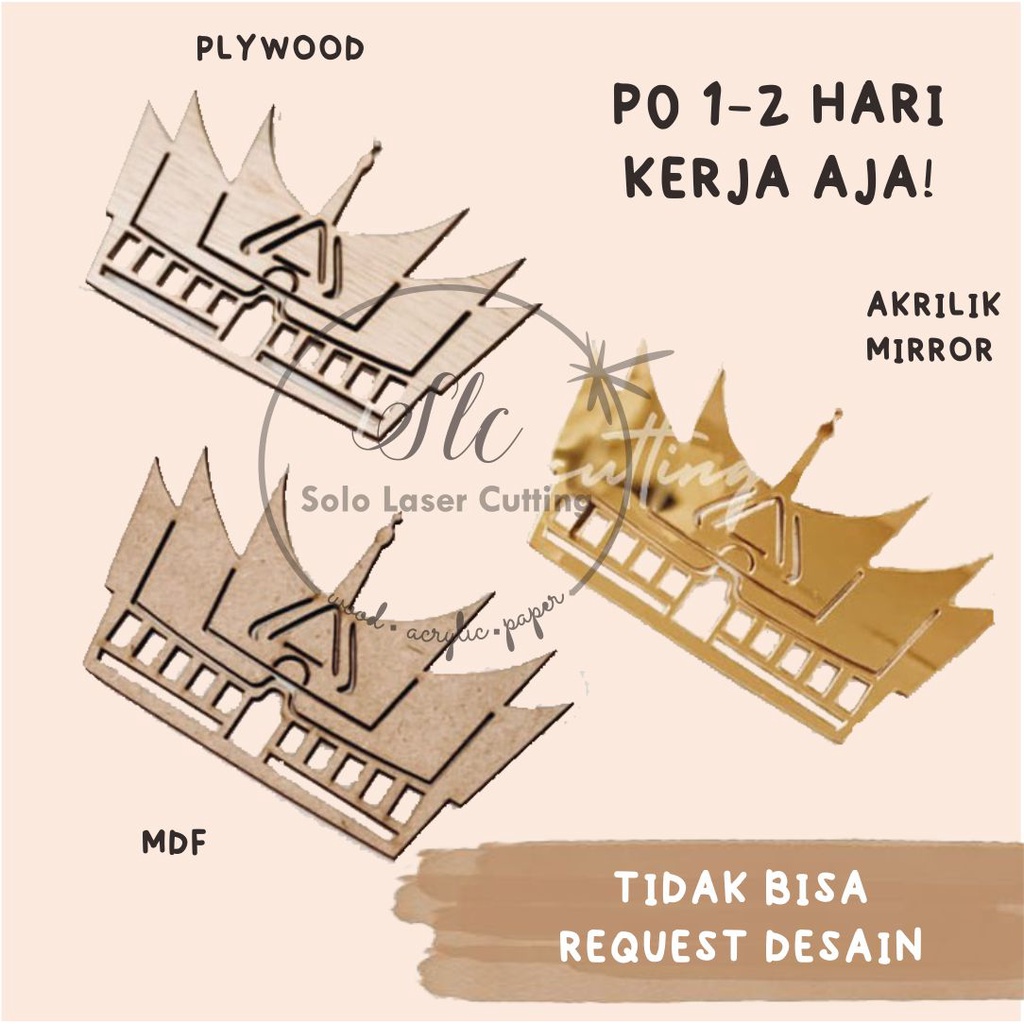 Rumah Gadang CHIPBOARD Bahan MDF / Plywood Hiasan Mahar / Scarbbook DEKORASI BINGKAI MAHAR PERNIKAHA